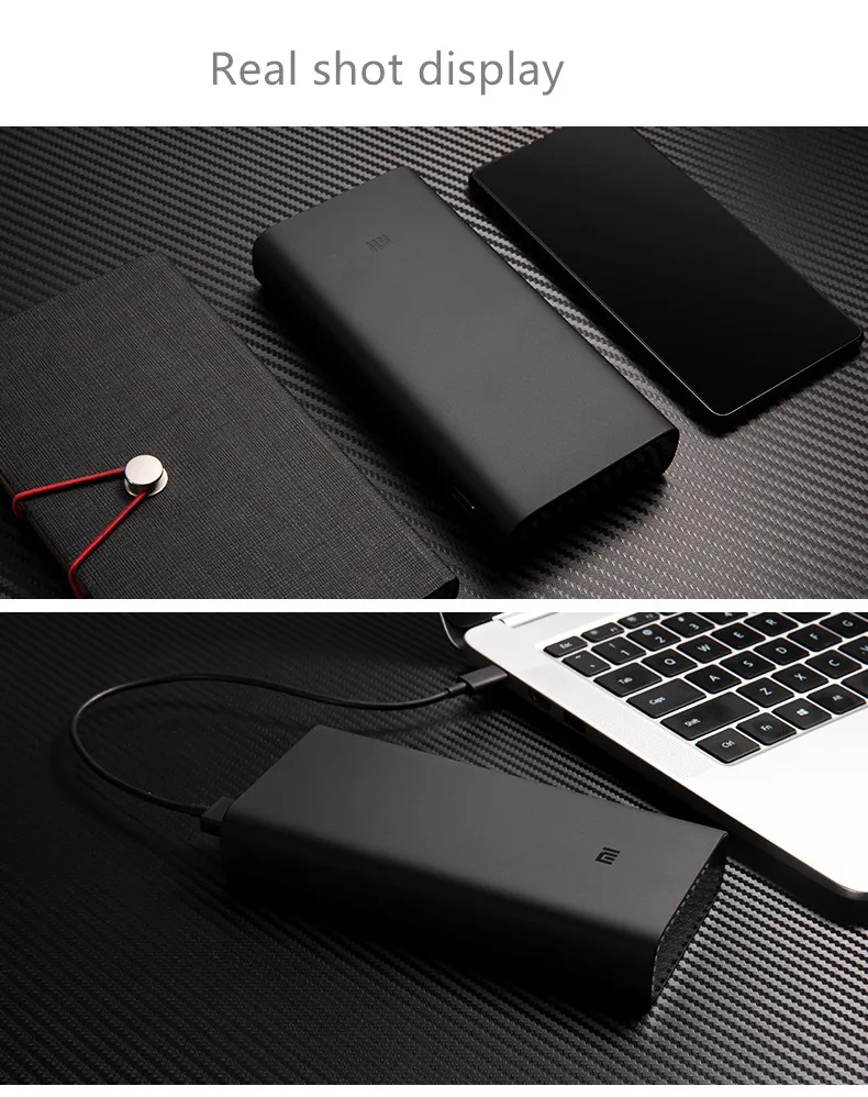 xiaomi mobile power 3 высокая версия 20000mAh power bank QC3.0 портативное зарядное устройство 2 батарея для usb-порта внешний mi power Bank