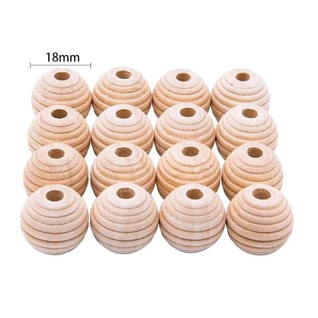 

18mm Thread Wood Beads Set 10PCS/20PCS/30PCS Handmade Wooden Hanging Decoration Natural Maple Wood Beads Baby Crib Decoration