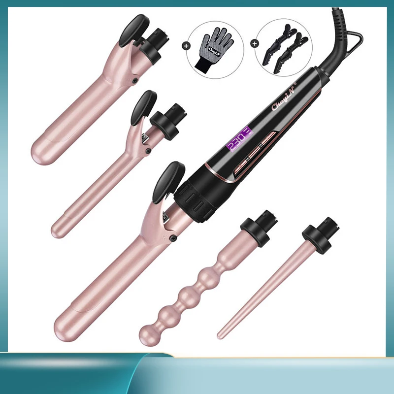 

360 Degree Electric Hair Curler 5 In 1 Curling Wand Hair Curling Iron Roller Monofuntional Curler Rotatable Hair Styling Tool