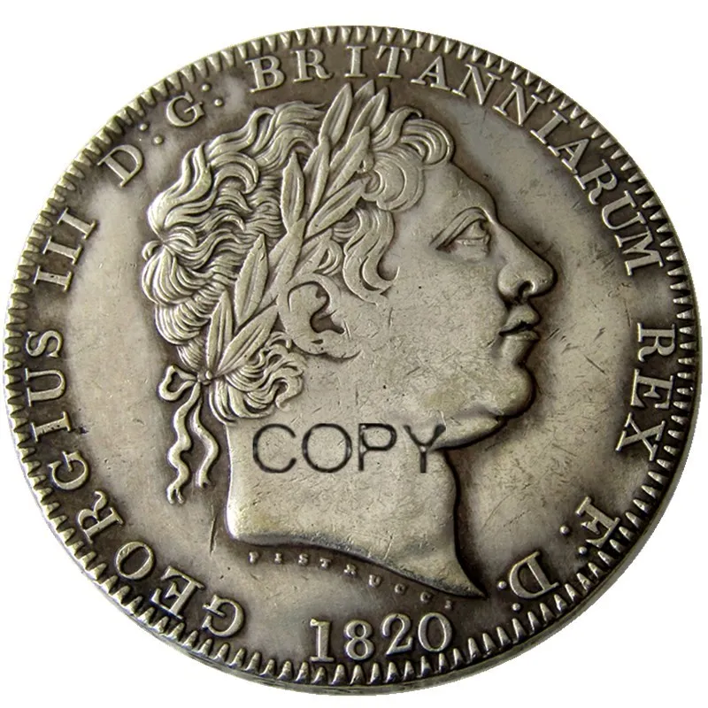 Великобритания 1820 король Джордж III Корона Посеребренная копия монеты | Дом и сад