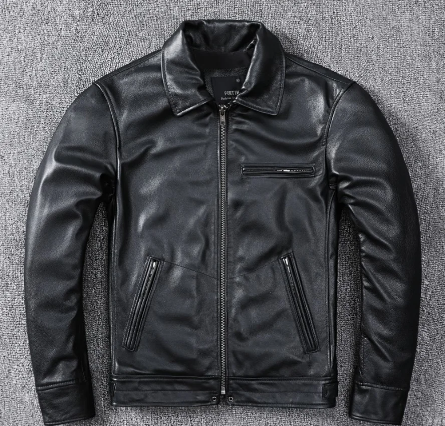 

Spring Genuine Leather Jacket.Men Quality Business Casual Soft Sheepskin Coat.Papa Clothes Learher Coats Men Jacket