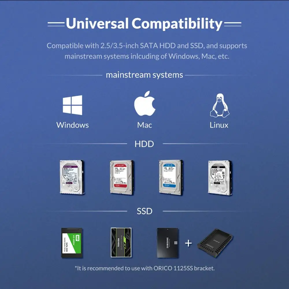 

ORICO NS Series 3.5'' USB3.0 HDD Docking Station Aluminum MAX 16TB Hard Drive Case Support UASP 12V2A Power HDD Enclosure