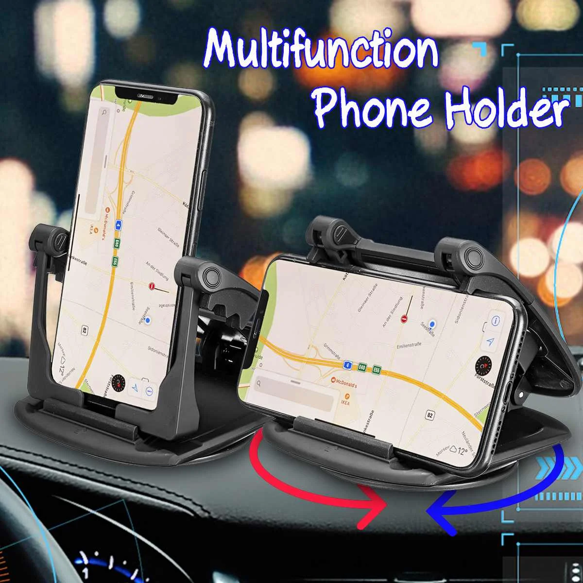 360 degree rotation car dashboard suction cup car phone holder clamp car mount holder for 3 5 6 5 inch smartphone for iphone 11 free global shipping