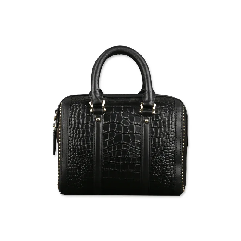 

2021 Newest Black Genuine Cow Handbag Luxury Ladies Shoulder Bags Handmade Embossing Crossbody Bag