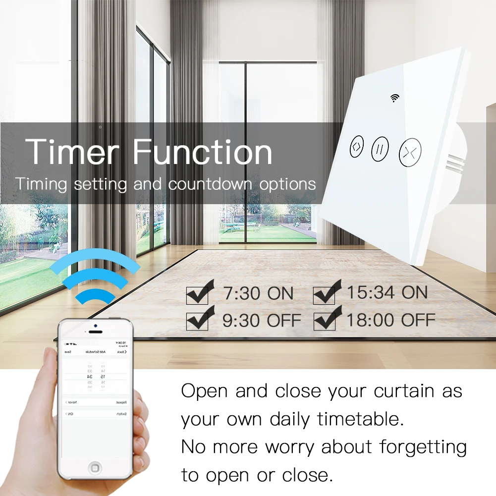 RF Wi-Fi Smart Touch рулонные шторы переключатель Tuya Life дистанционное управление через
