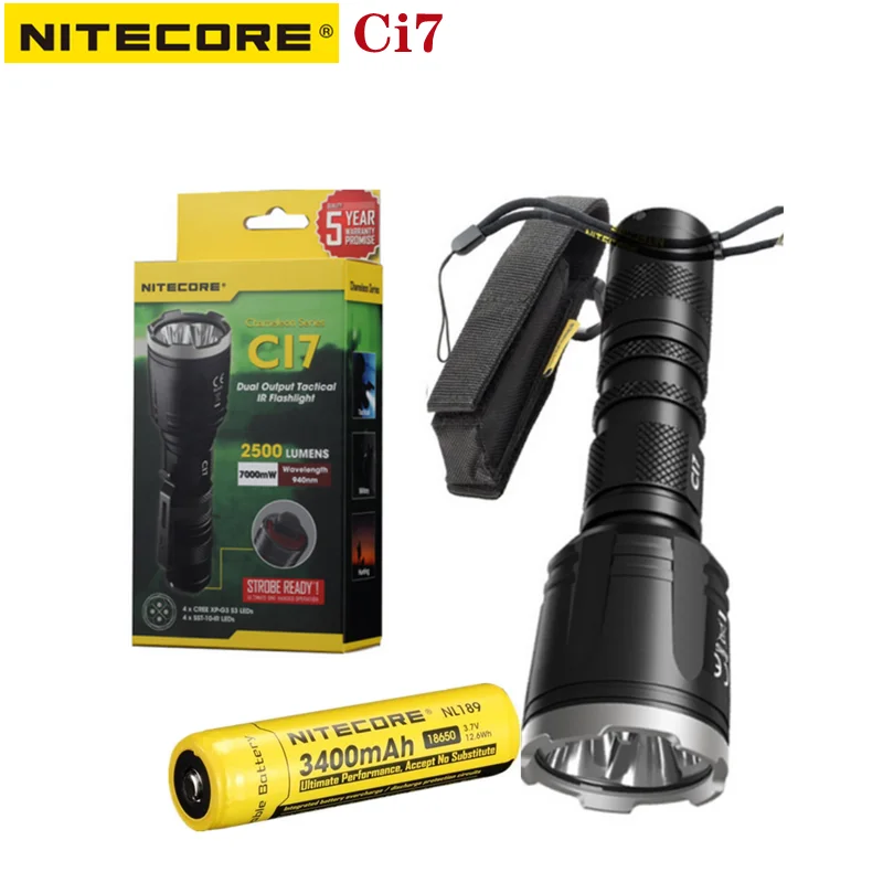 Modos de Iluminação 2500lumens + 7000mw Nitecore Lanterna Tática Dupla Saída Luz Dura 8 Auto-defesa Troch Ci7