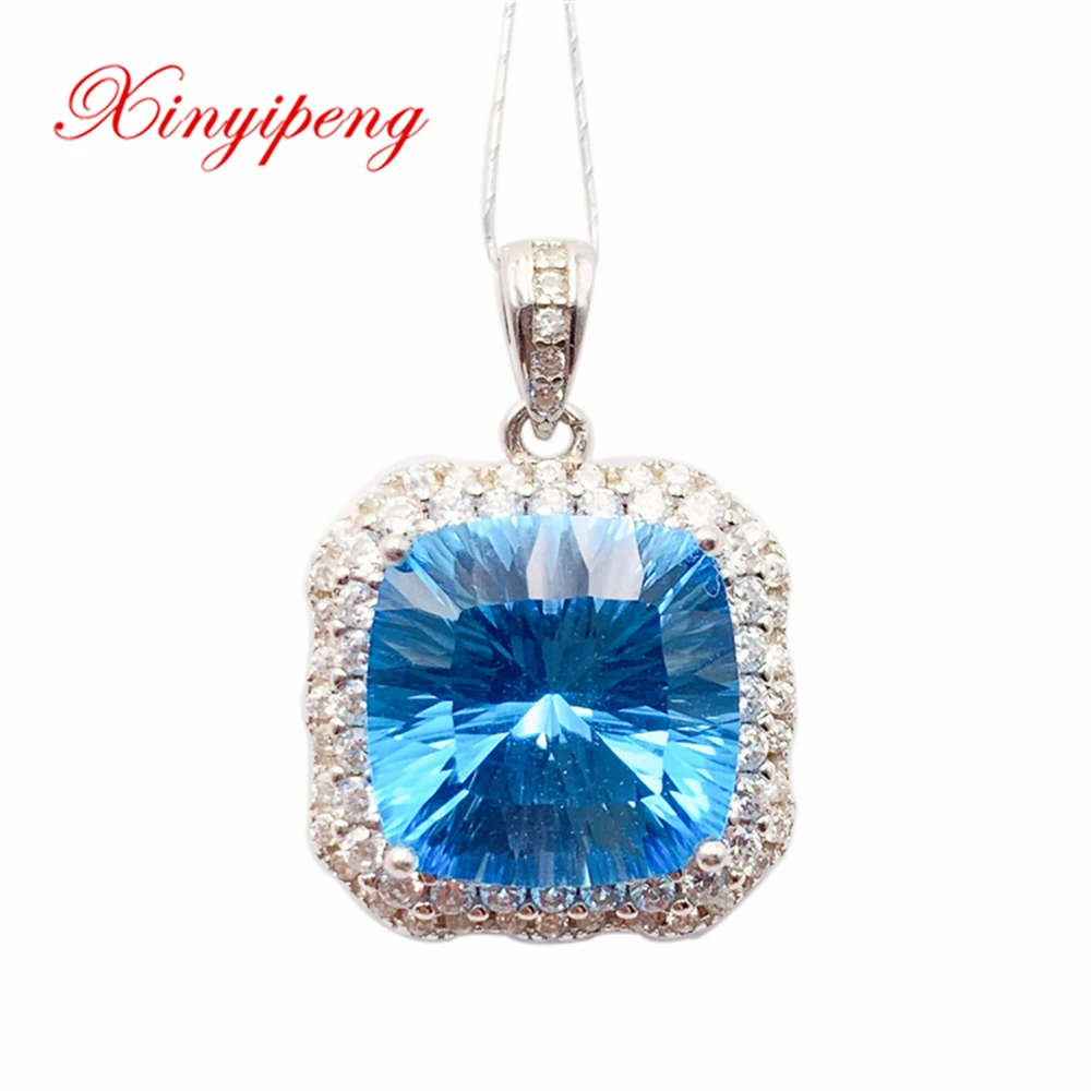 

Xin Yipeng Gem Jewelry Real S925 Sterling Silver Inlaid Blue Topaz Pendant Fine Anniversary Party Gift For Women Free Shipping