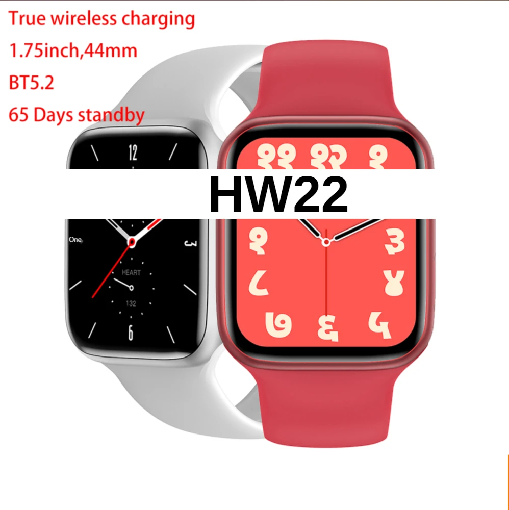 

HW22 Plus Pro Smart Watch Series 6 Wireless Charger 1.75" DIY Face Blood Pressure Man Women Smartwatch for xiaomi iOS W56 W66