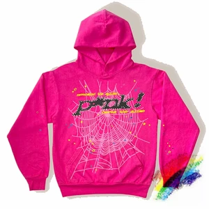 Red Sp5der Young Thug 555555 Angel Hoodies Men Women 1:1 Best Quality Foam Printing Spider Web Pullo