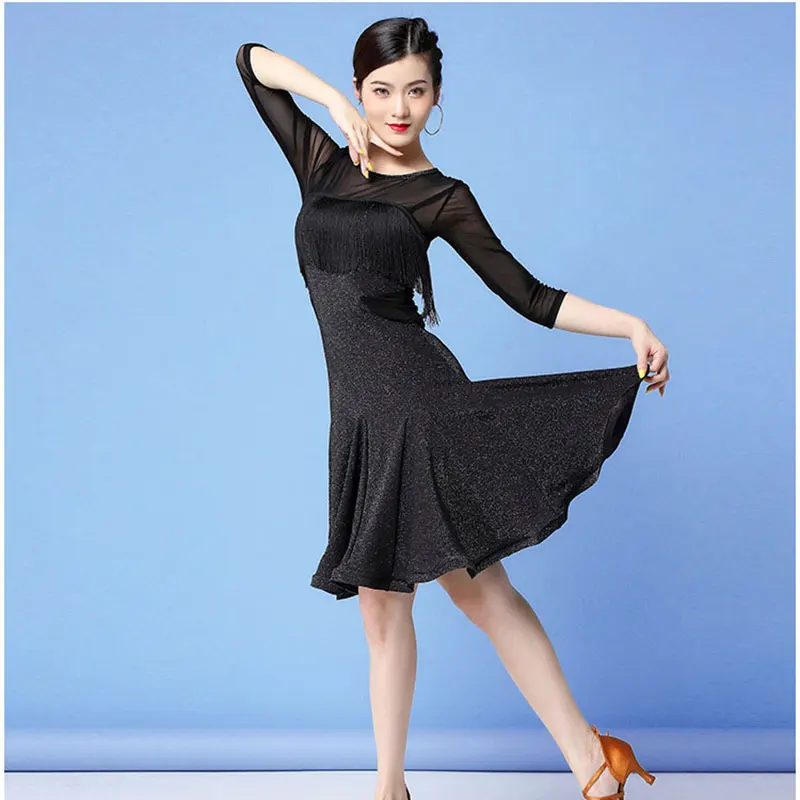 Женское платье для латинских танцев взрослых новое модное Fishbone одежда
