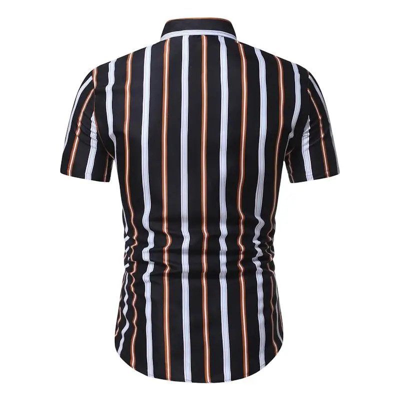 

2020 New Fashion stripe Shirt Men Summer Casual Short Sleeve Shirts Mens Plus Size Beach Hawaiian Tops Blouse Male