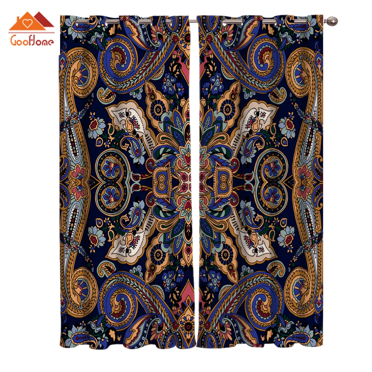 Занавески на окна в виде древнего лотоса с узором пейсли|Занавески| |