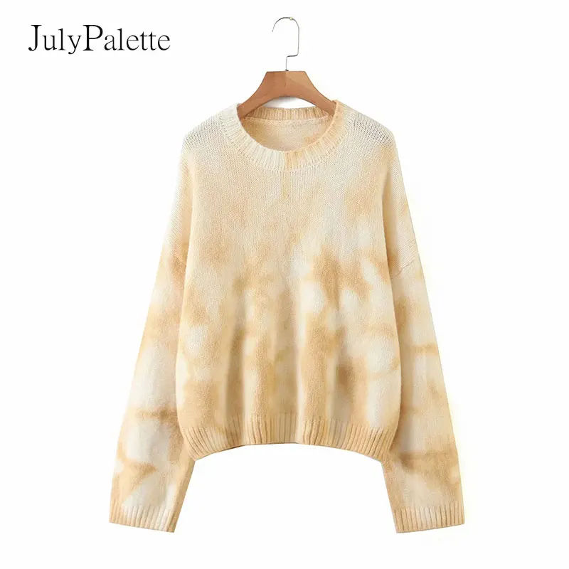 

Julypalette 2021 осенне-зимний модный женский свитер с принтом, повседневный Свободный пуловер с круглым вырезом и длинным рукавом, Женский вязаны...