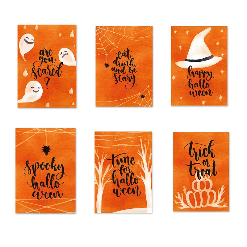 Картина на холсте с черными буквами оранжевыми тыквами | Дом и сад