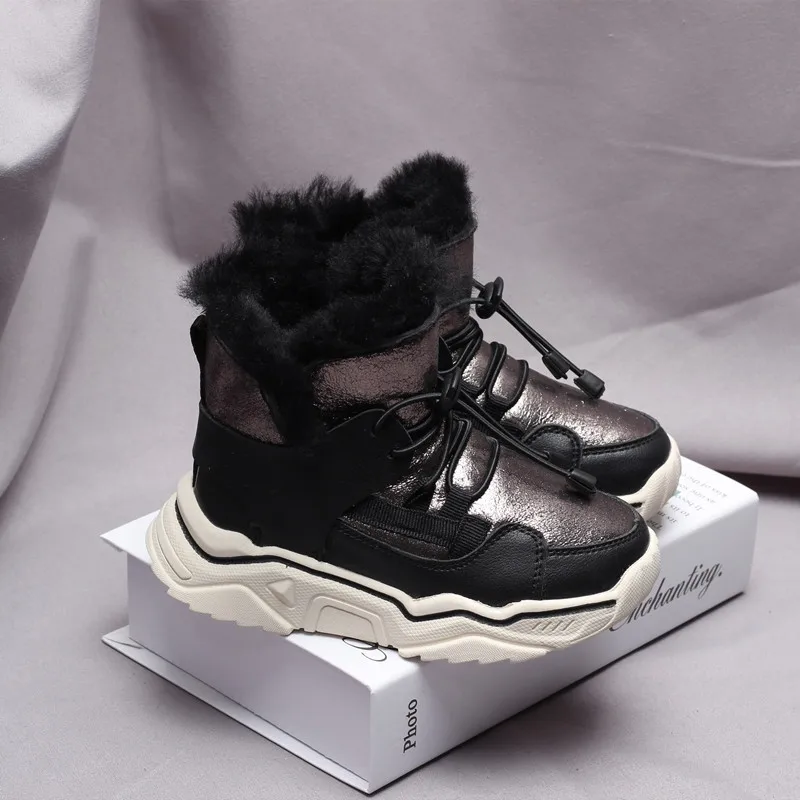 

Winter New Girls Snow Boots Fashion Kids Cotton Shoes Thick Bottom Non-Slip Plush Warm Children Casual Boots SAB003