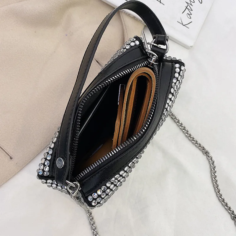 Блестящая сумка-хобо с бриллиантами женские сумочки клатчи винтажная