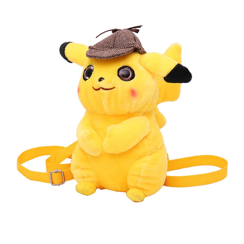 

Limited Edition Pokemon Plush Detective Pikachu backpack Multifunction stuffed Toy Knapsack For Student School Bag For Children