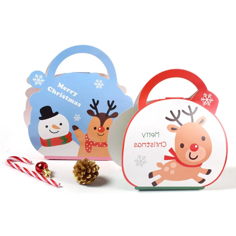 

2 PCs Christmas Paper Kids Candy Box Bag Blue Red 2022 Navidad New year christmas Santa Claus Gift Box Party Decoration Supplies