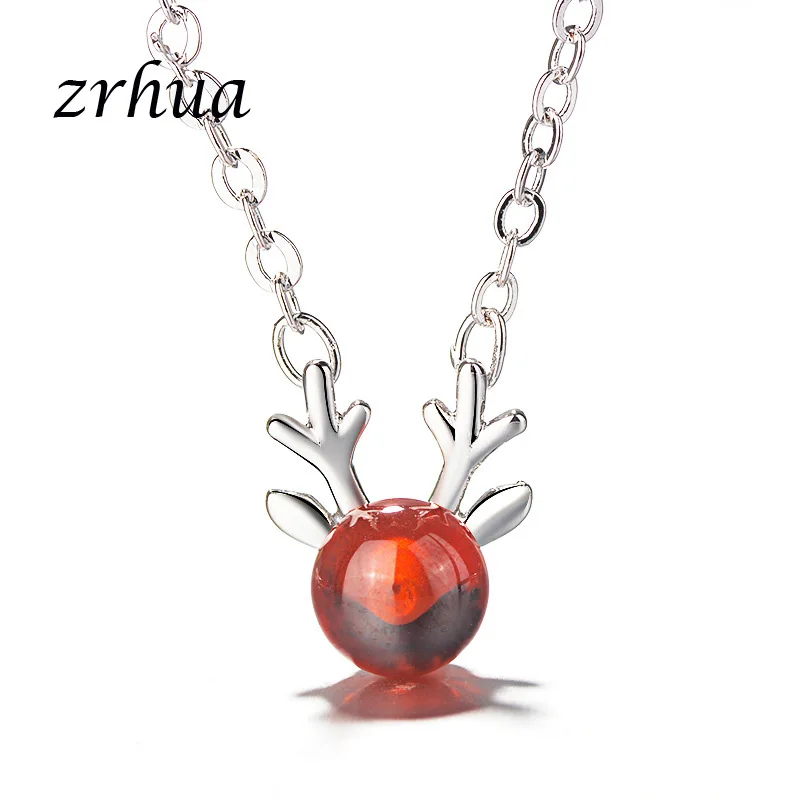 Высокое качество красный олень кулон рога ожерелье цепь Корея Сладкий шею
