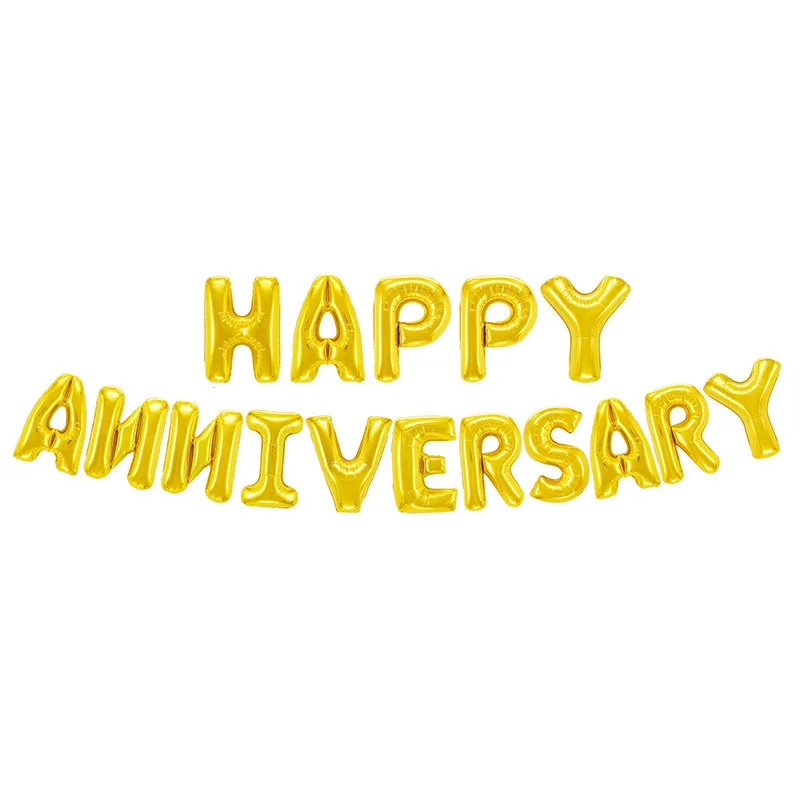 16 шт./лот золотые/серебристые шары с надписью на годовщину круглые вечерние