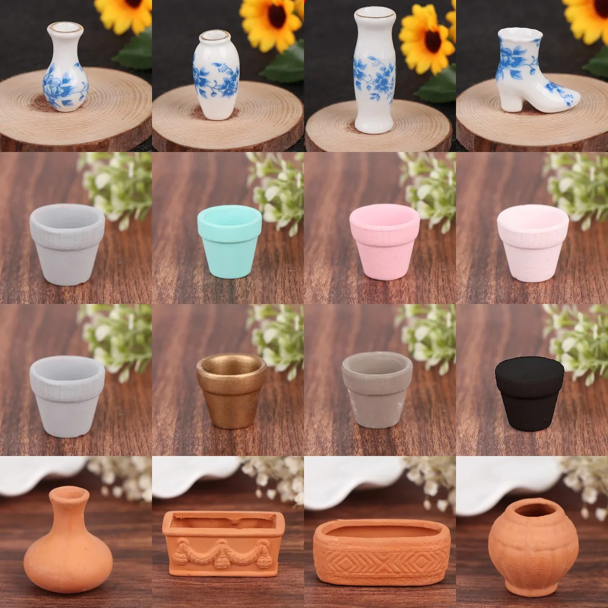 

1:12 Scale Dollhouse Miniature Porcelain Ceramic Flower Vase Dolls House Accessories Pretend Play Furniture Toys for Kids