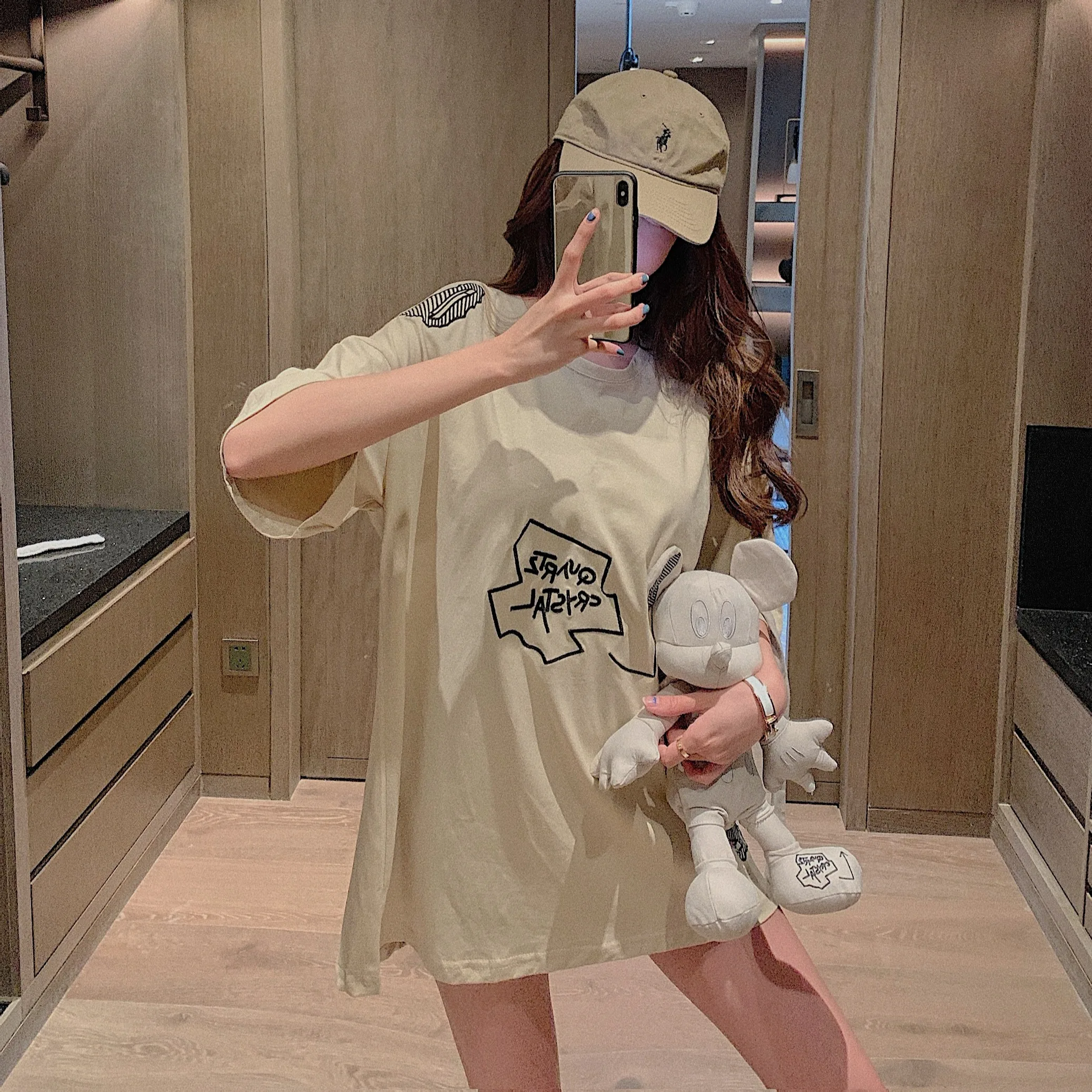 Популярная в Интернете Женская кукольная сумка длинная футболка с вышивкой