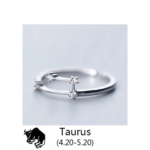 Taurus Trustdavis женские 12 Созвездие CZ модные ювелирные изделия из чистого серебра 925 пробы кольца на палец Лучший подарок DA348 - Цвет основного камня: Taurus