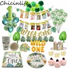 Chicinlife дикая одноразовая посуда на одну тему баннер для капкейков Топпер пальмовый лист воздушный шар для детей украшение на 1-й день рождения
