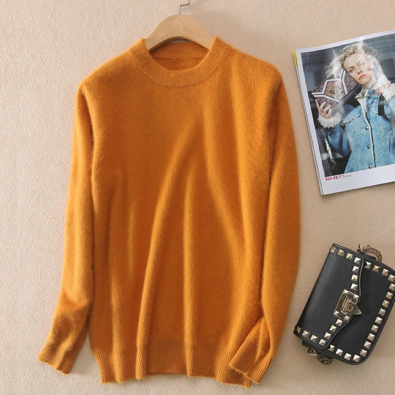 2019 женский свитер Осень зима супер теплый чистый норковый кашемир мягкий