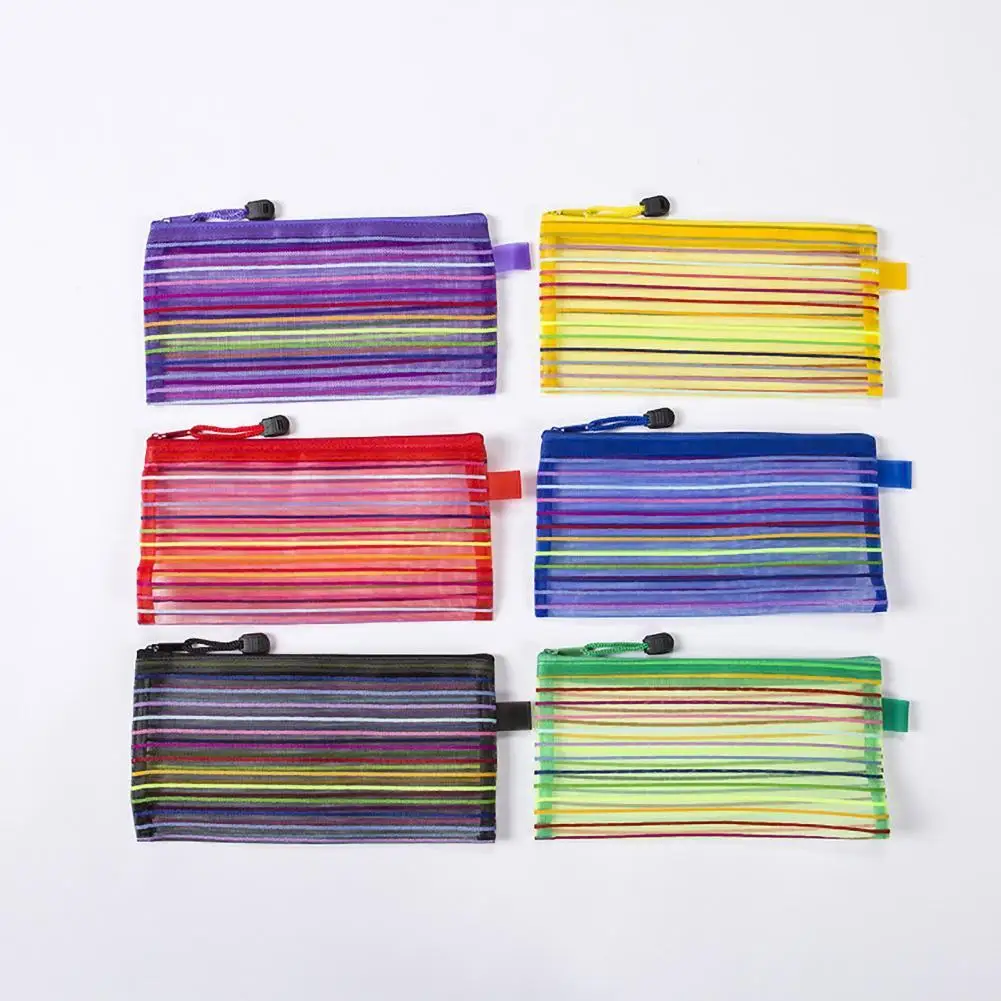 

2Pcs Colorful Mesh Pouch Multifunctional Pen Bags Offices Students Supplies