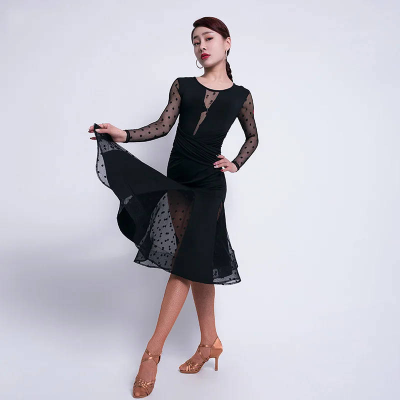 Женское платье для латинских танцев танго сальса ча Самба Румба одежда бальных с