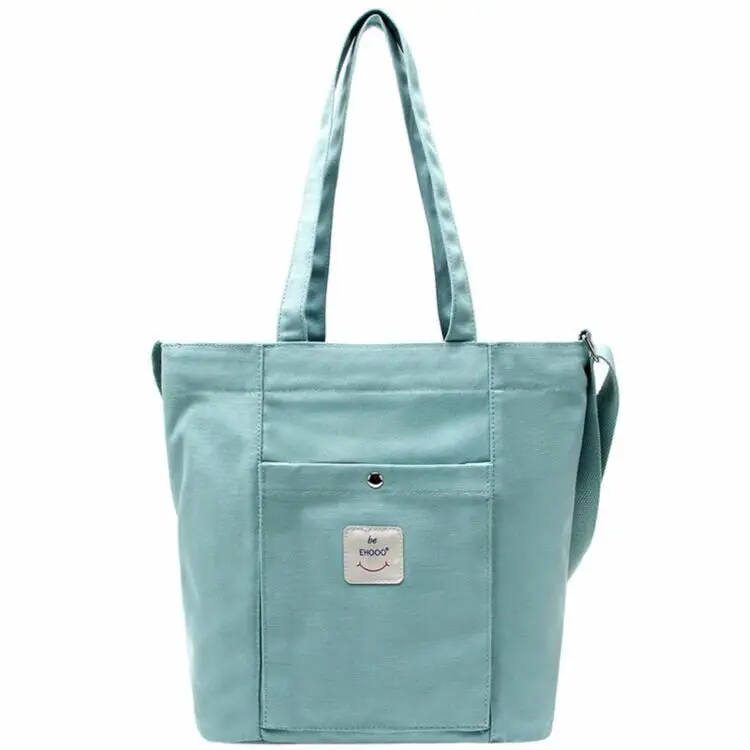 

2020 new canvas bag women's Korean style simple solid color dual-use large capacity shoulder bag shopping bag