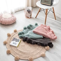 5 colors woven round ball carpet mat non slip bedside area rugs baby bedroom play carpet 9090cm