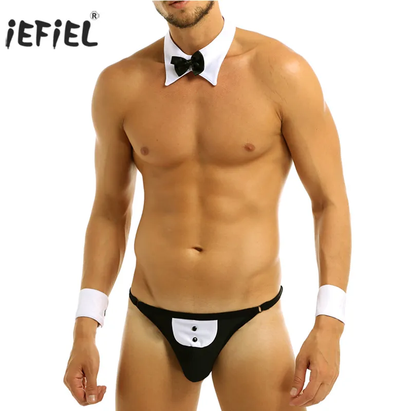 Сексуальный мужской костюм женское нижнее белье для косплея официанта стринги