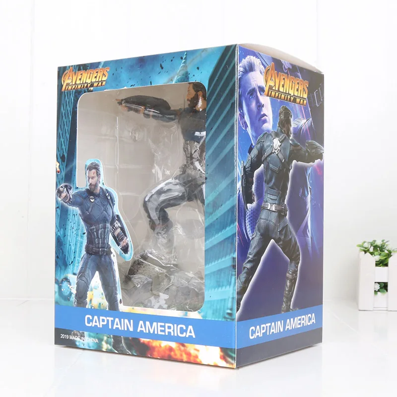 Captain in box 22-27 см Мстители эндгейм Железный человек Человек-паук Капитан Карол Дэнверс статуя ко железная Студия ПВХ Фигурки игрушки куклы - Цвет: Captain in box