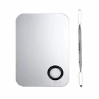 Смеситель для макияжа из нержавеющей стали, пластина для смешивания лака для нейл-арта, Тональная основа, тени для век, миксер, палитра с шпателем