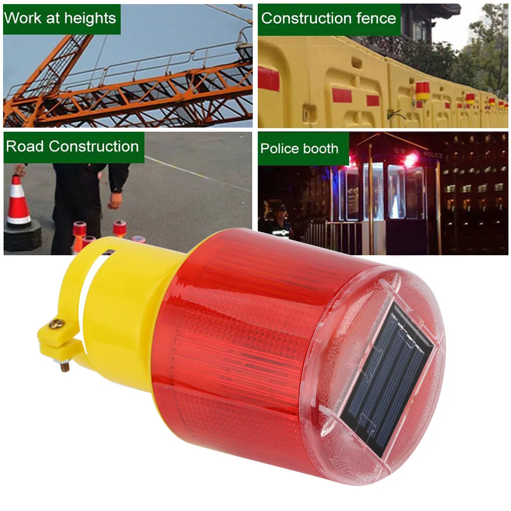 

Solar LED Strobe Warning Security Flash Beacon Road Caution Construction Light Visible Range 500-1000m (In The Night)