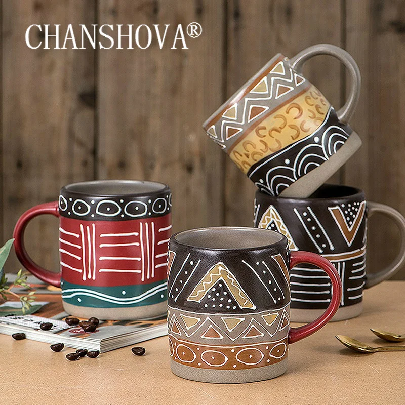 

CHANSHOVA Personality Exotic style 400ml Ceramic cute coffee mug teacup Breakfast bowl Chinese porcelain H613