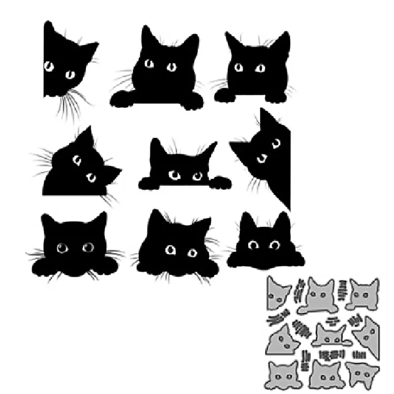 

Набор милых трафаретов для скрапбукинга с изображением кошки, бумажные трафареты, металлические режущие штампы, рельефные штампы для изгот...