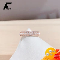 fuihetys pearl ring 925 silver jewelry with zircon gemstone open finger rings hand ornament for women wedding party promise gift