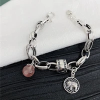 new arrival 100 925 sterling silver elegant elephant animal tag strawberry quartz lady charm bracelets jewelry for women gifts