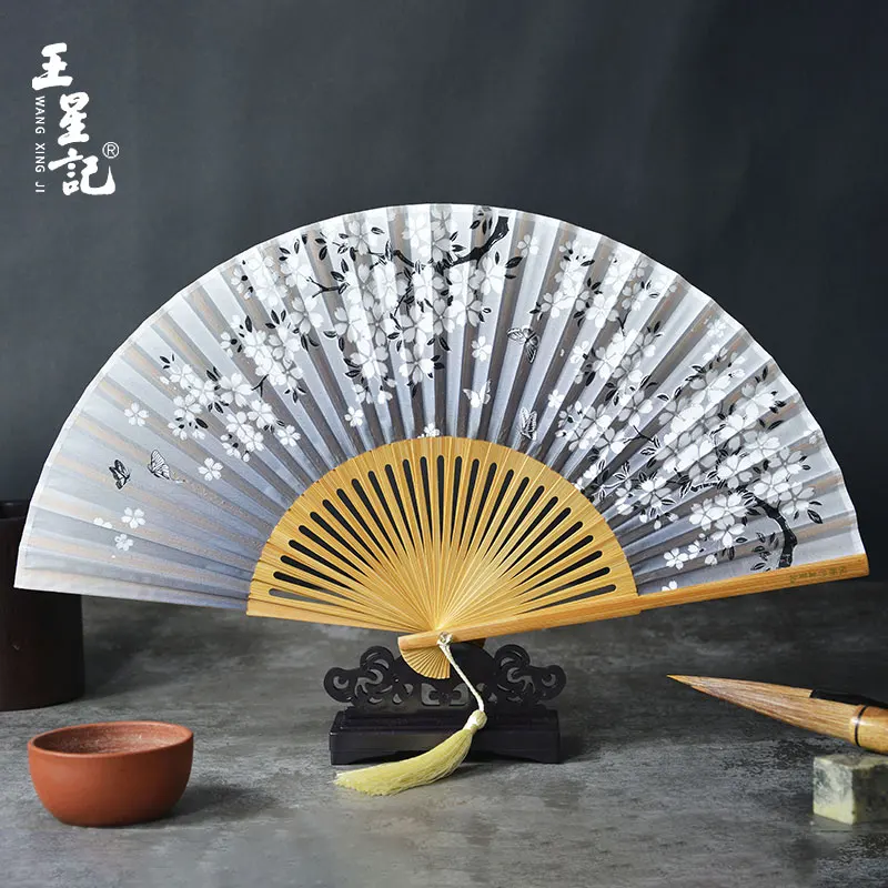 

Head Green Bamboo Silk Women's Fan Folding Fan Chinese Style Ancient Style Han Chinese Clothing Summer Portable Portable Fan