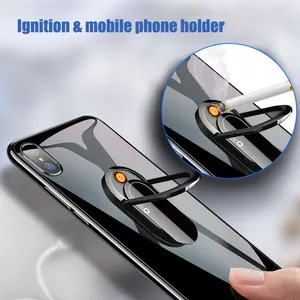 1pc creative usb cigarette lighter portable mobile phone bracket multi function keychain accessories free global shipping