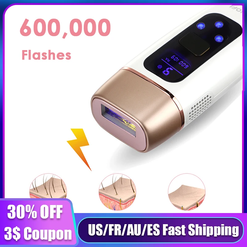 

Лазерный эпилятор IPL 4 в 1, 60000 вспышек, удаление волос для домашнего использования, Перманентный депилятор для тела, бикини, подмышек, удалени...