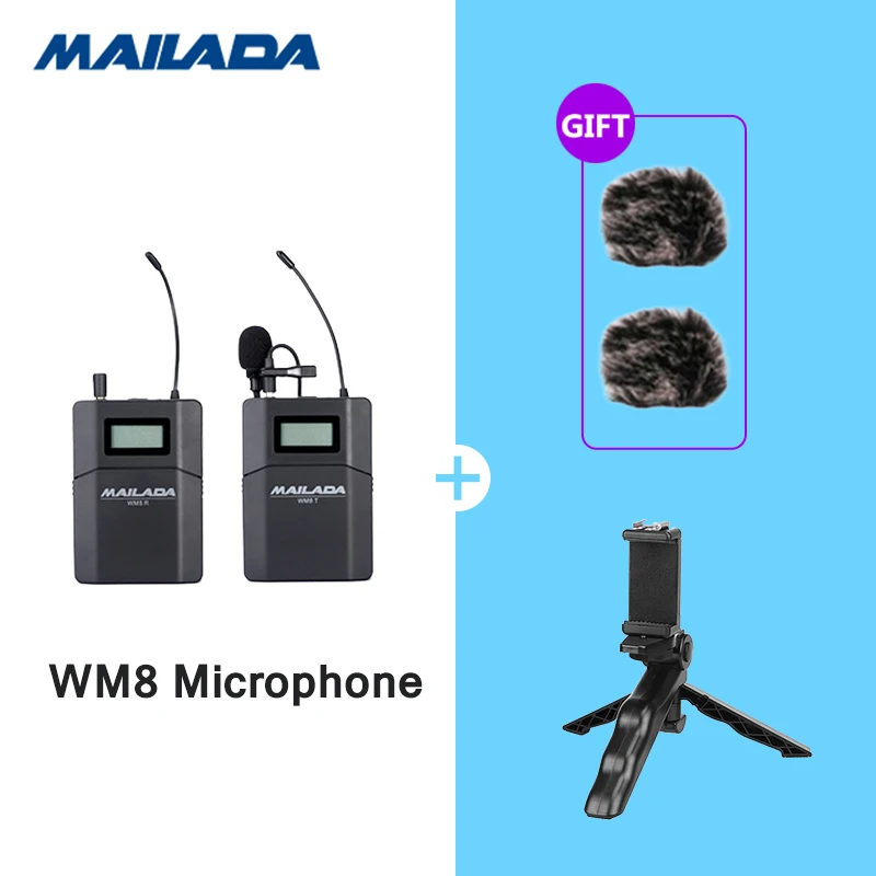 WM10 WM-9 WM8 UHF беспроводной микрофон системы канала петличный нагрудный микрофонный приемник передатчик для DSLR Canon sony рекордер - Цвет: WM8