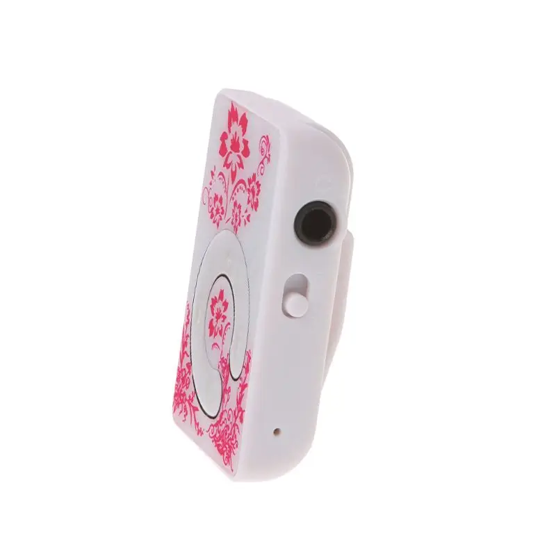 

Mini Clip Floral Pattern Music MP3 Player 32GB TF Card With Mini USB Cable + Earphone
