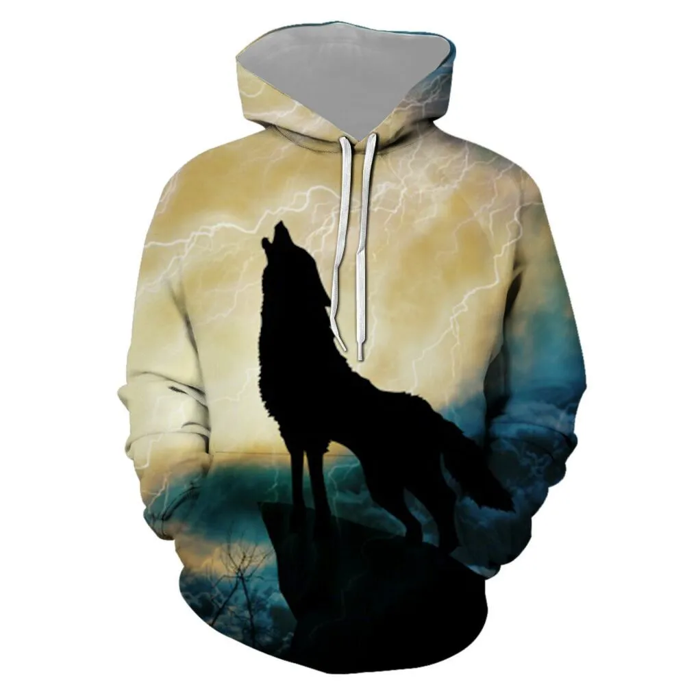 

New wolf hoodies Men's hoodie autumn Winter hip hop hoody Tops Casual 3D wolf head Hoodie Sweatshirt pullover