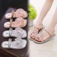 girls summer sandals princess sweet lace bow knot with rhinestone 2 in 1 shoes children fashion sandals kids beach slippers soft