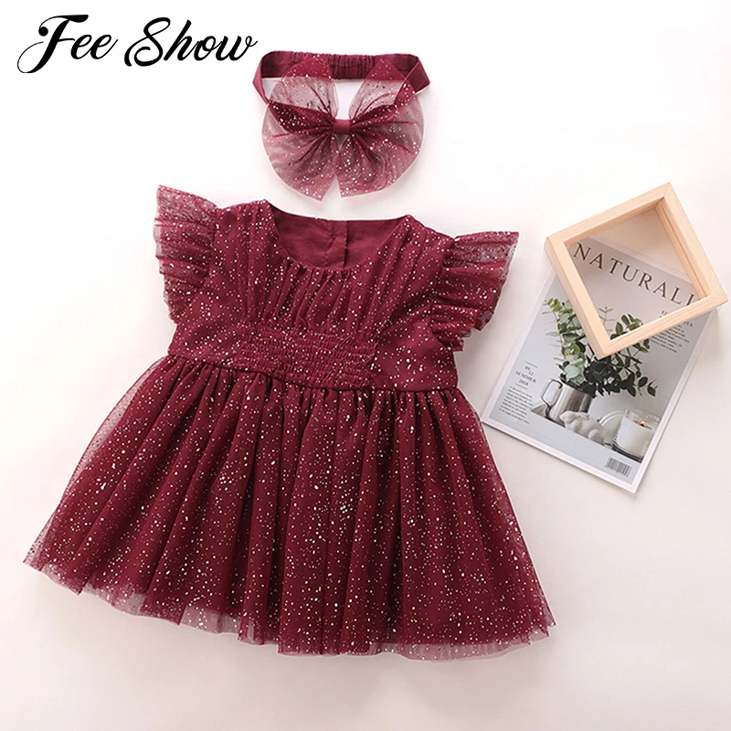 

Одежда для новорожденных; Одежда для маленьких девочек; Летнее платье с блестками с рукавами буфами; Вечернее платье принцессы; Платье для д...