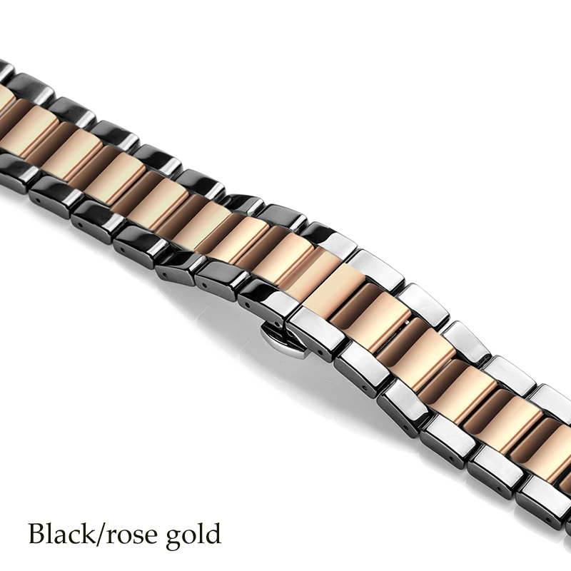 Black and rose gold 18мм 20мм 22мм керамический ремешок Для Huawei часы GT / watch 2 pro / Samsung Gear S3 для Lenovo часы 9 ремешок / Galaxy Watch 46/42 Сменные аксессуары - Цвет: Black and rose gold